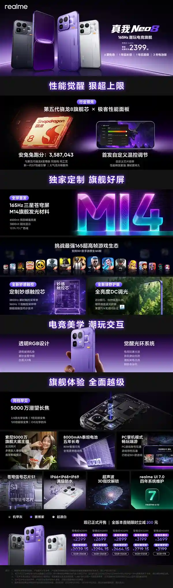 真我Neo8震撼发布：165Hz屏+潜望长焦同档唯一，2399元起！